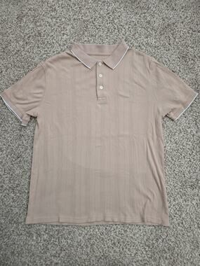 GOODFELLOW & CO. Polo Shirt Men's Size M Beige Textured Knit Top